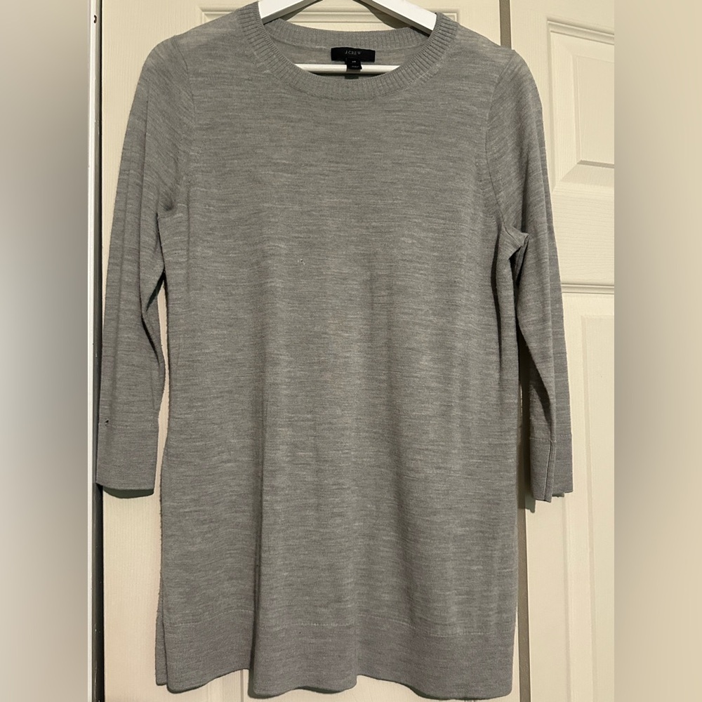 J Crew Gray Sweater with 3/4 Sleeves